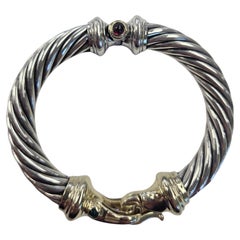 David Yurman Sterling Silver 14K Yellow Gold Renaissance Buckle Bracelet #24073