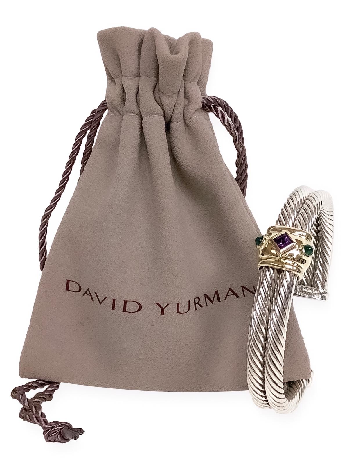 Women's David Yurman Sterling Silver 14K Yellow Gold Renaissance Double Row Cuff Large