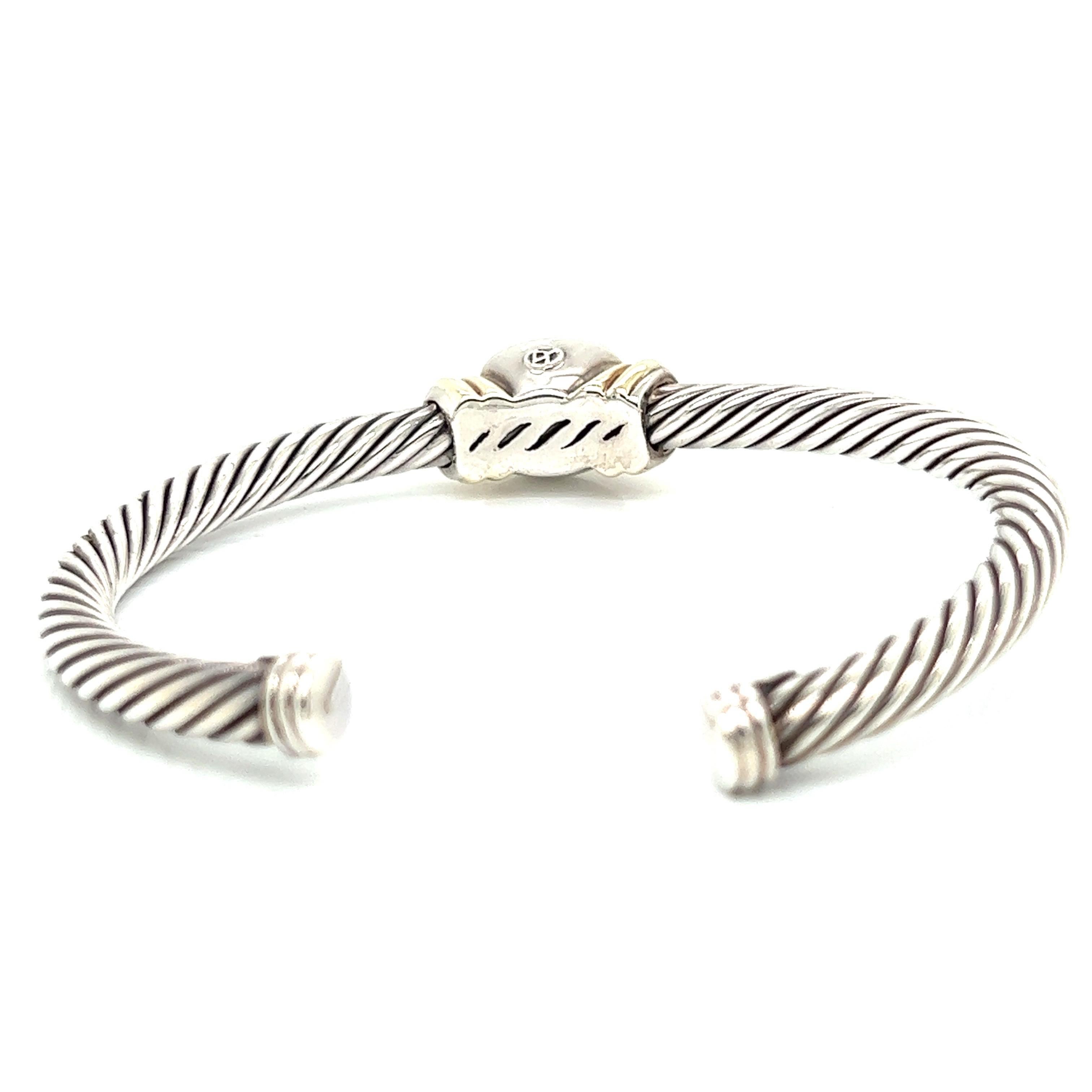 David Yurman Kabelarmband aus Sterlingsilber und 14k Gelbgold mit Rhodolith und Granat (Moderne) im Angebot