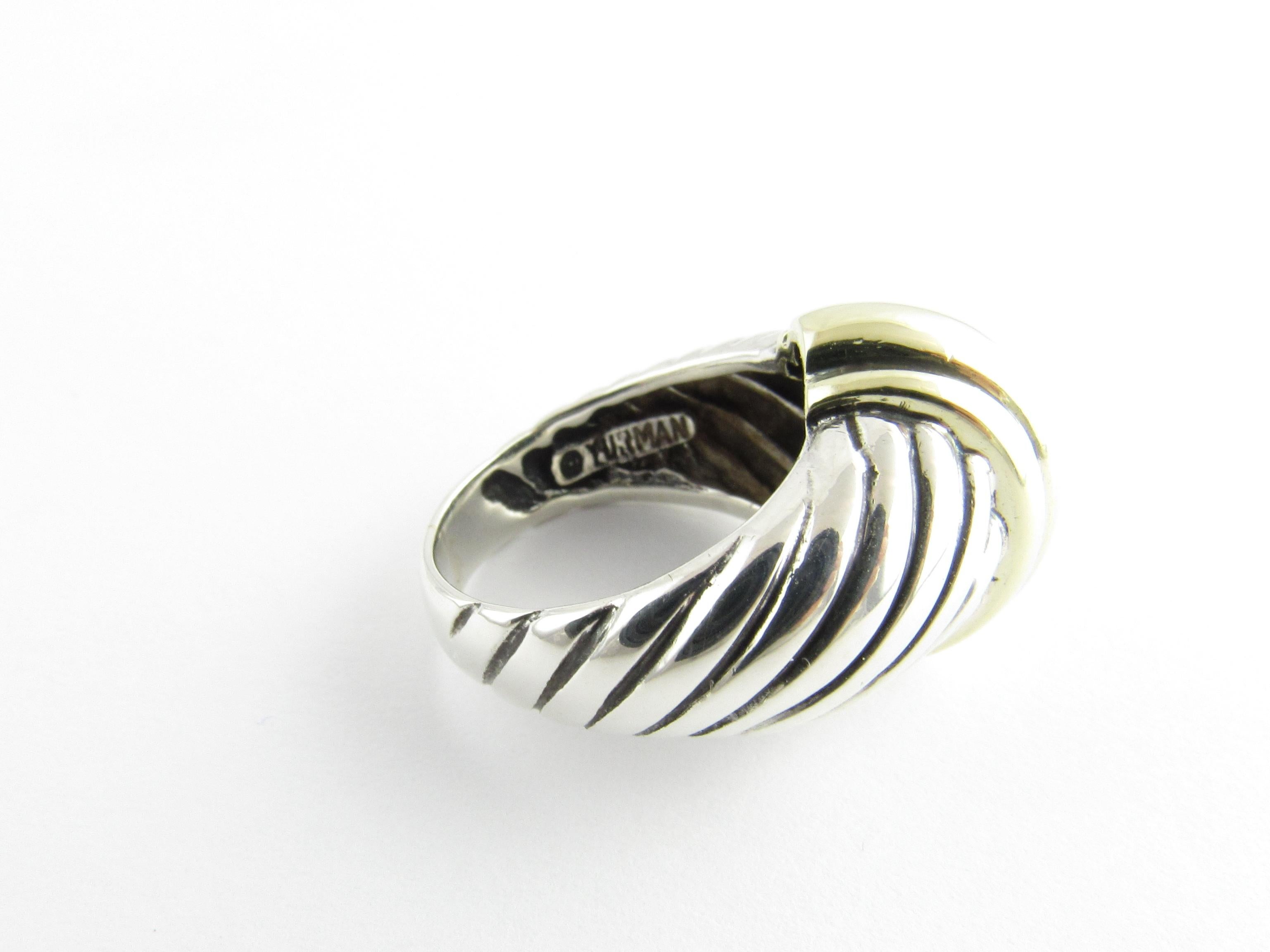 Women's David Yurman Sterling Silver 14 Karat Yellow Gold Shrimp Dome Ring 4.5