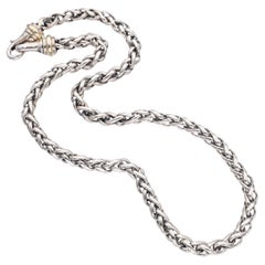 David Yurman Sterling Silver 14k Yellow Gold Spiga Link Necklace (collier à maillons)