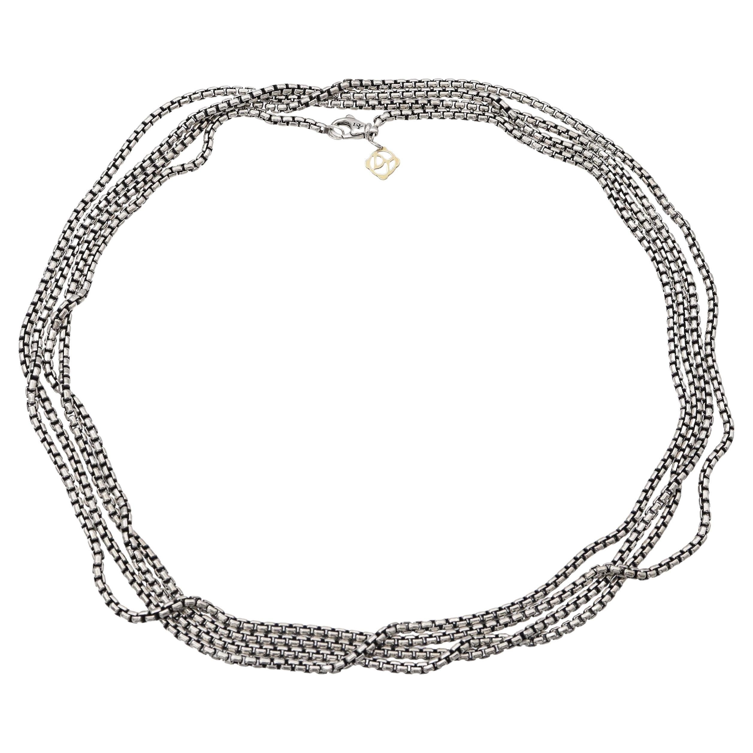 David Yurman Sterling Silber & 14k Gelbgold Tag lange Kette Halskette
