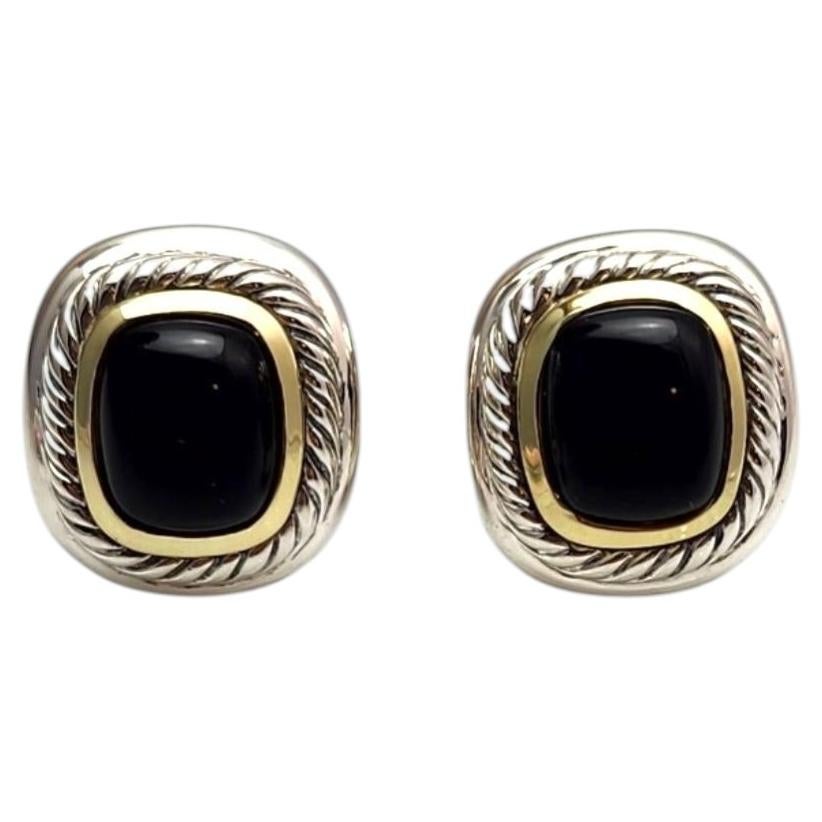 David Yurman Sterling Silber 14K Gelbgold Thoroughbred Onyx Ohrringe #25266