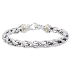 David Yurman Sterling Silver & 14K Yellow Gold Wheat Chain Bracelet