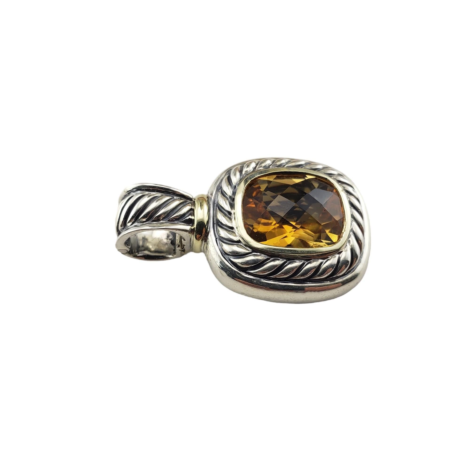 Square Cut David Yurman Sterling Silver/14K YG Citrine Albion Pendant #15404