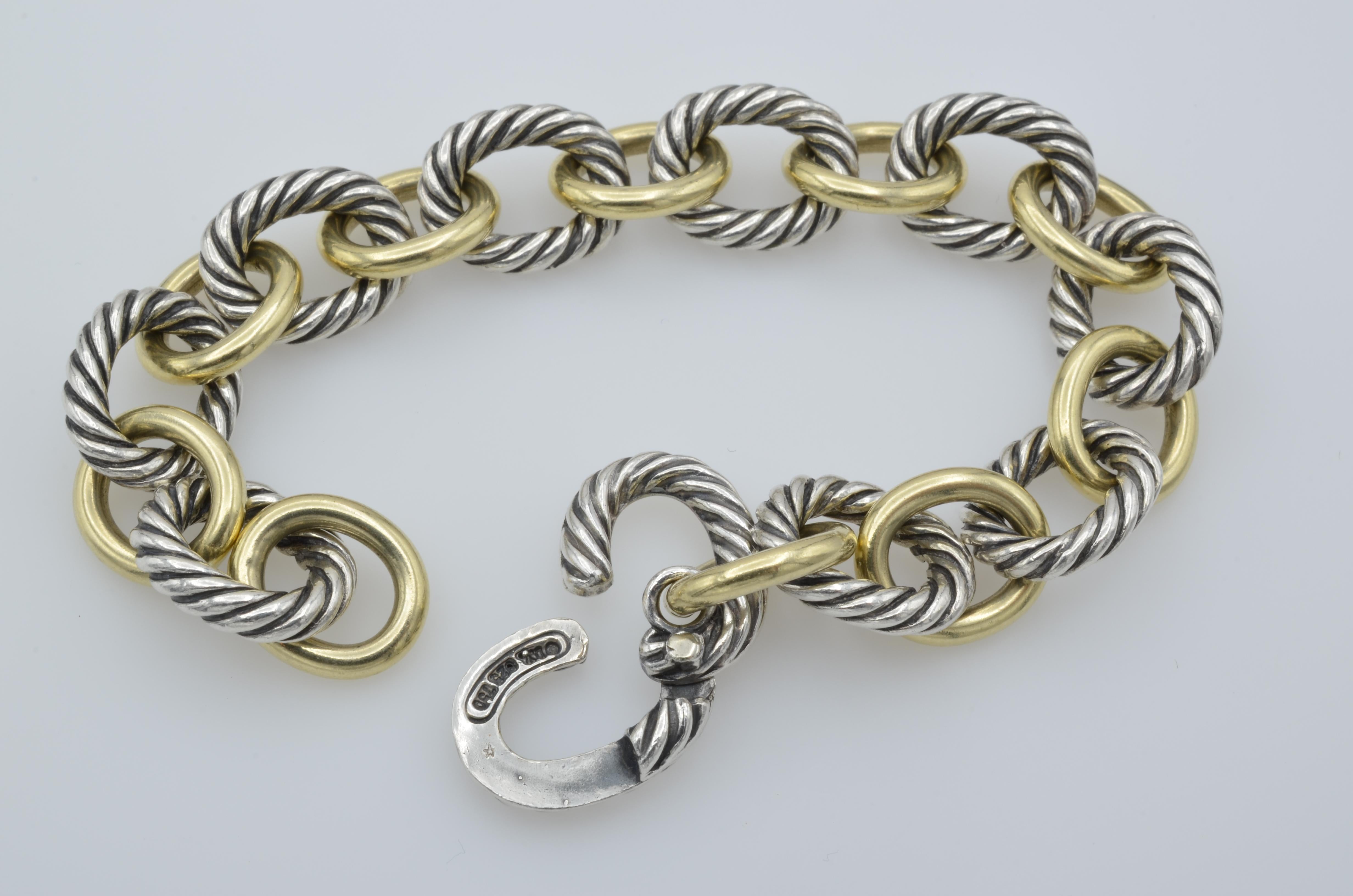 David Yurman Sterling Silver 18 Karat Gold Link Bracelet 2