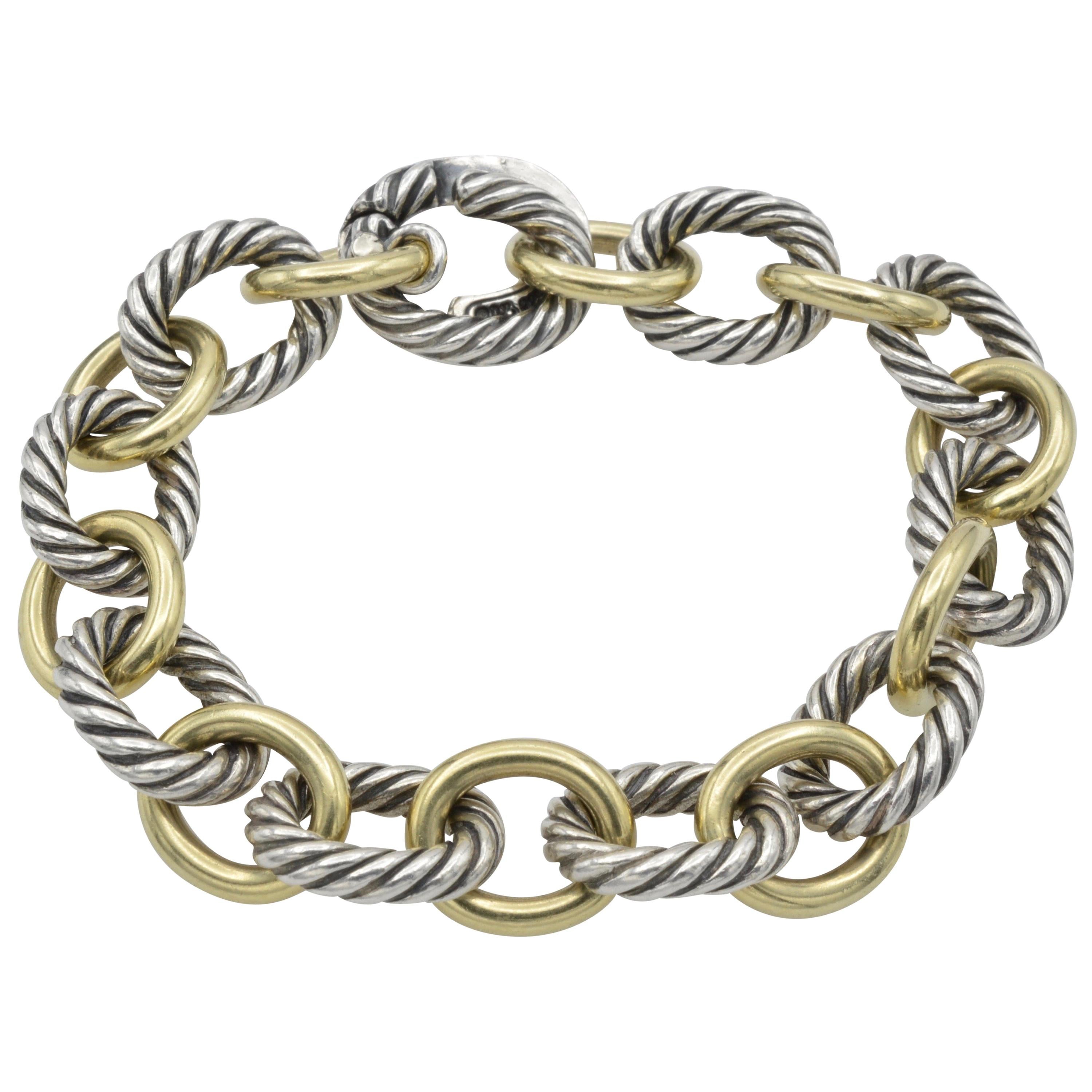 David Yurman Sterling Silver 18 Karat Gold Link Bracelet