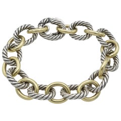 Vintage David Yurman Sterling Silver 18 Karat Gold Link Bracelet