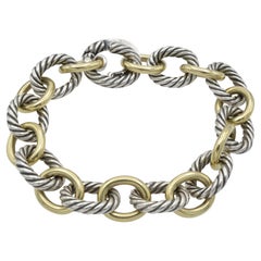 Vintage David Yurman Sterling Silver 18 Karat Gold Link Bracelet