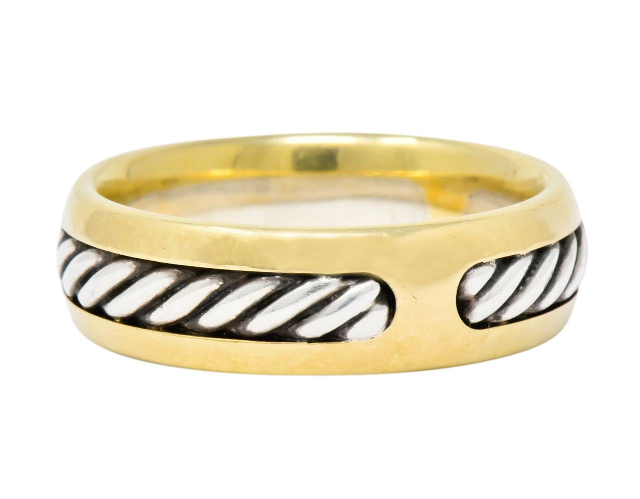 Contemporary David Yurman Sterling Silver 18 Karat Two-Tone Gold Men's Band Ring