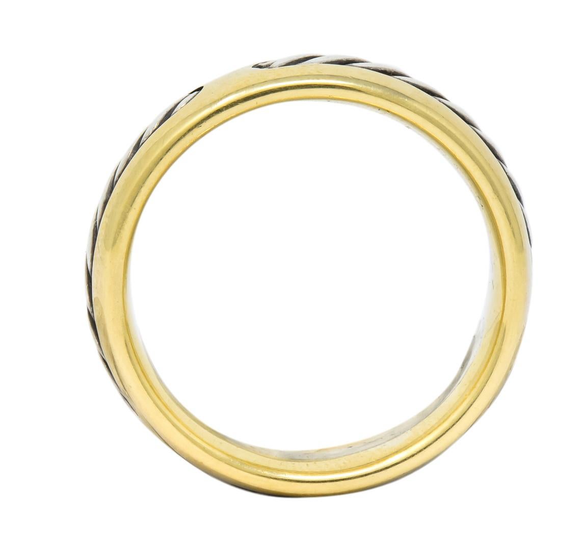 David Yurman Sterling Silver 18 Karat Two-Tone Gold Men's Band Ring In Excellent Condition In Philadelphia, PA
