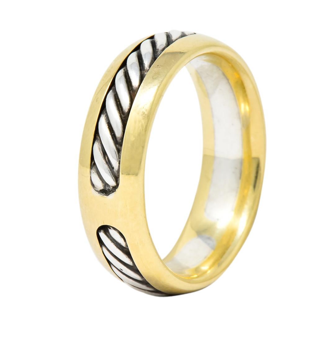 Women's or Men's David Yurman Sterling Silver 18 Karat Two-Tone Gold Men's Band Ring