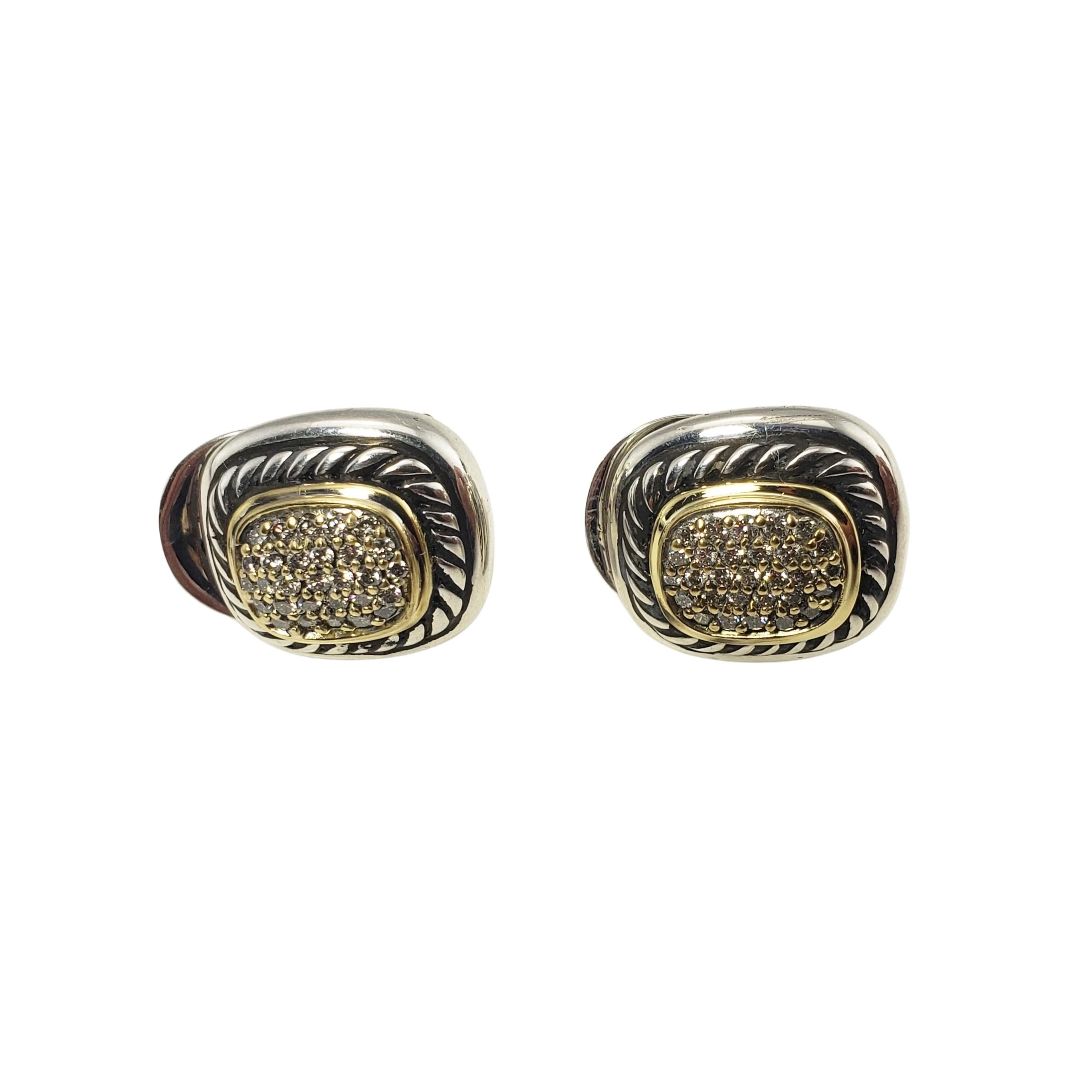 David Yurman Sterling Silver / 18 Karat Yellow Gold and Diamond Albion Earrings In Good Condition In Washington Depot, CT
