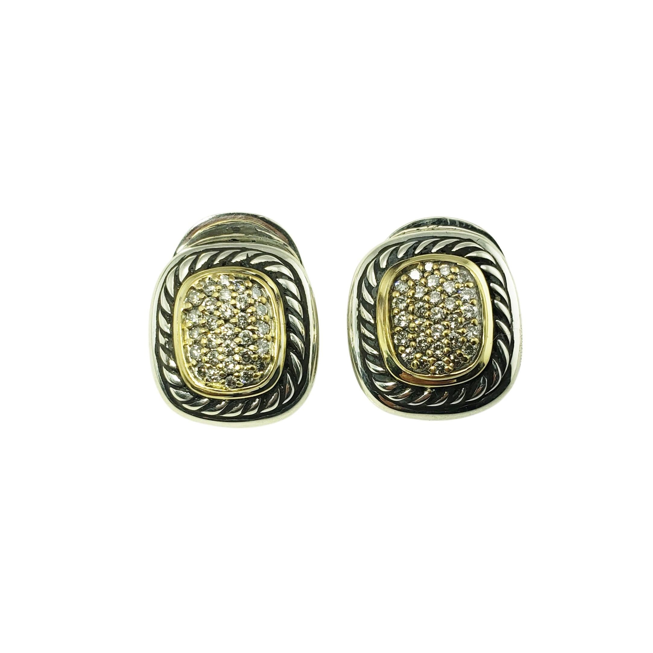 Women's David Yurman Sterling Silver / 18 Karat Yellow Gold and Diamond Albion Earrings