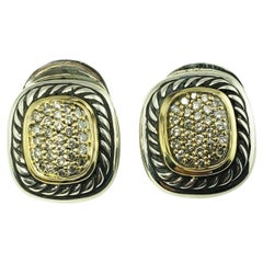 David Yurman Sterling Silver / 18 Karat Yellow Gold and Diamond Albion Earrings