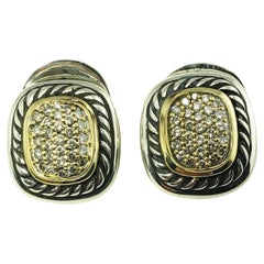 Vintage David Yurman Sterling Silver / 18 Karat Yellow Gold and Diamond Albion Earrings