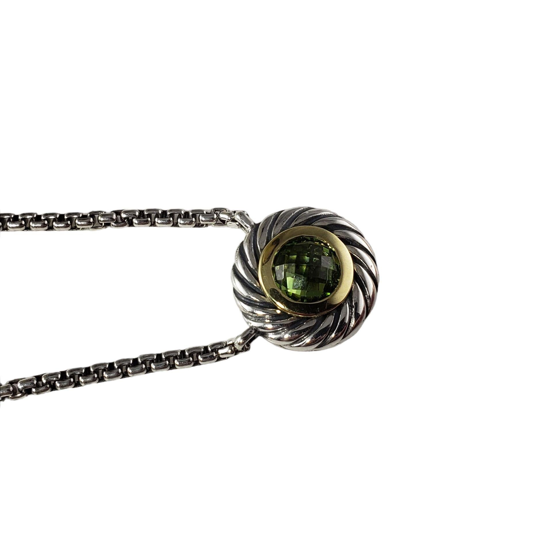 David Yurman Sterling Silver/18 Karat Yellow Gold and Peridot Cookie Necklace In Good Condition In Washington Depot, CT
