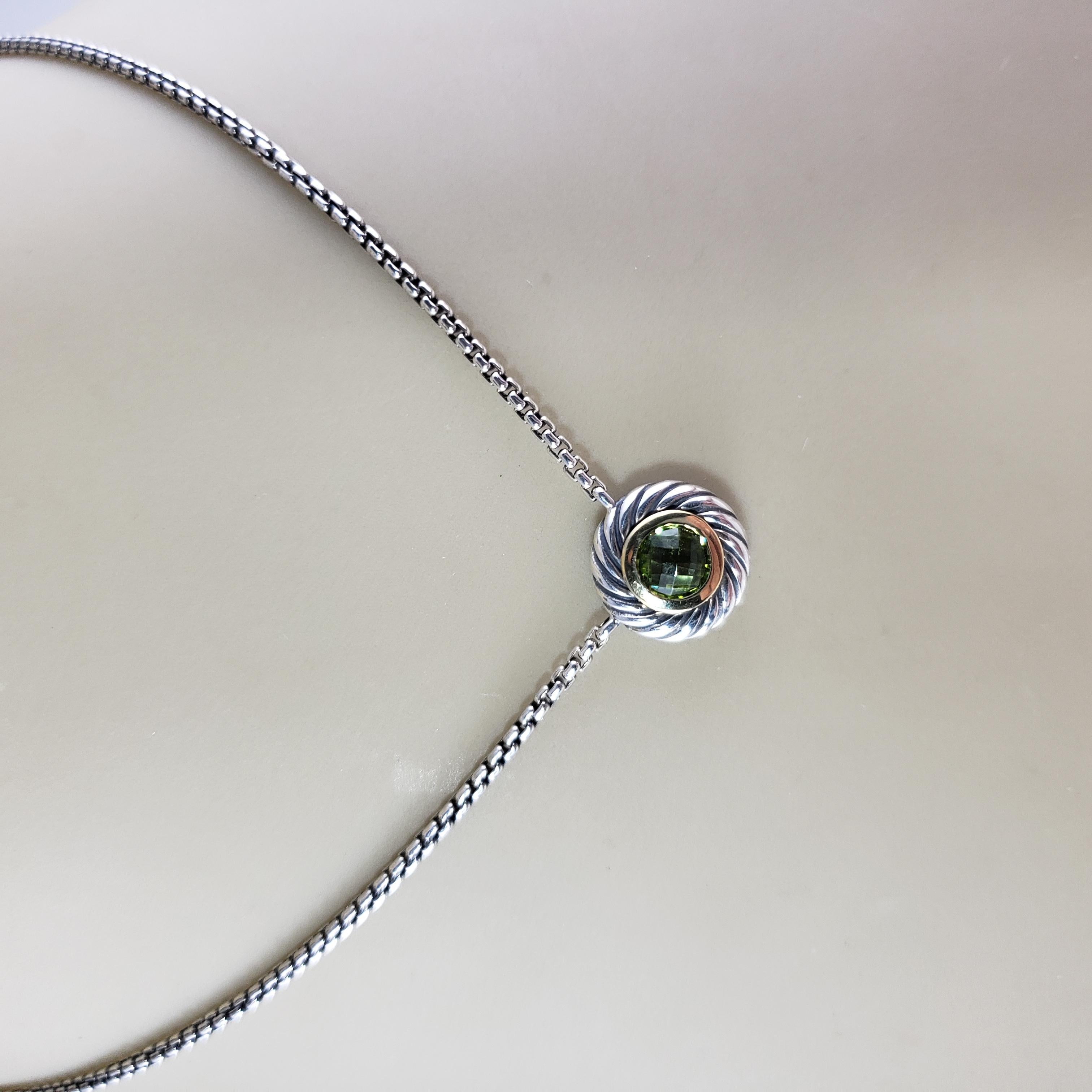 Women's David Yurman Sterling Silver/18 Karat Yellow Gold and Peridot Cookie Necklace