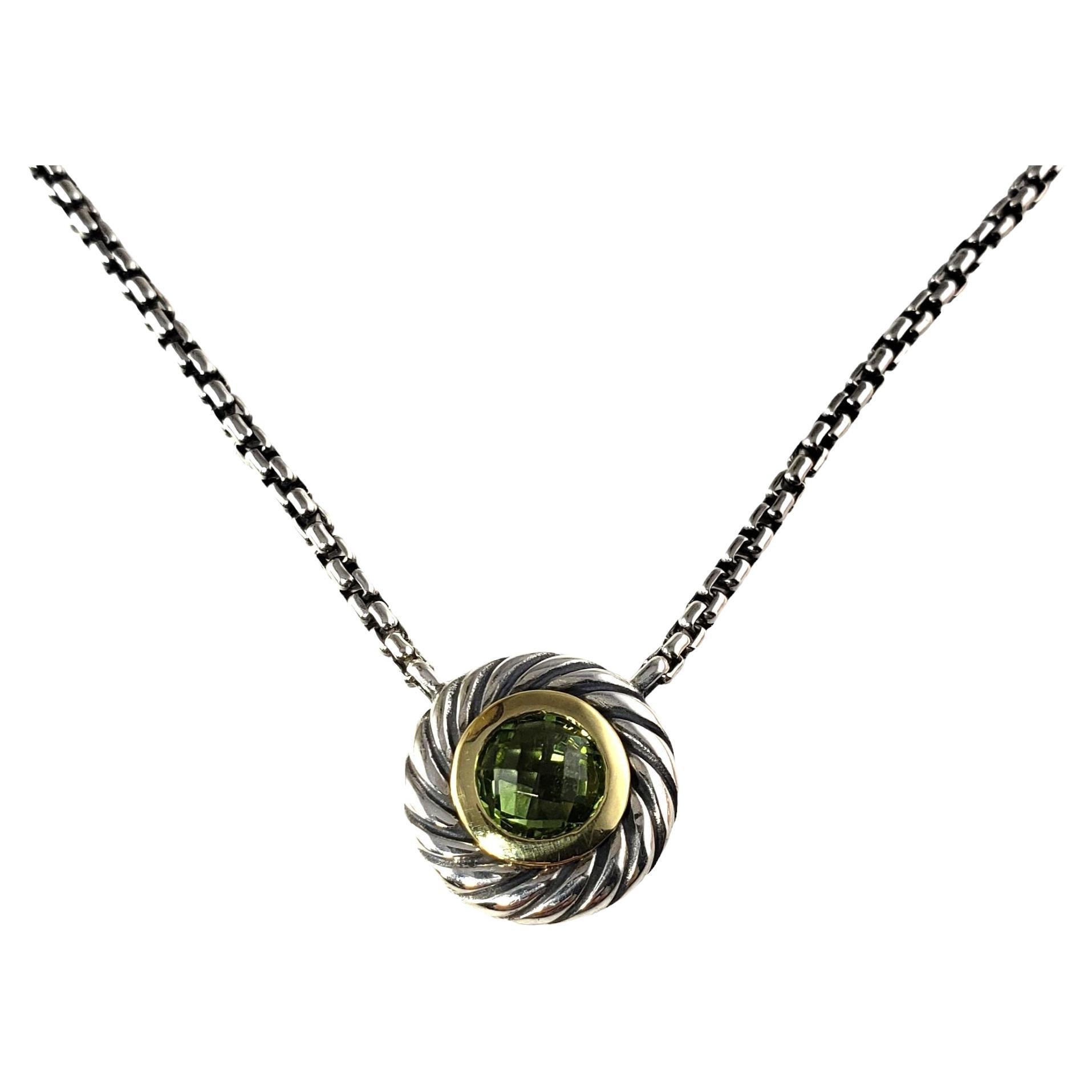 David Yurman Sterling Silver/18 Karat Yellow Gold and Peridot Cookie Necklace