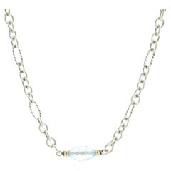 David Yurman Sterling Silver & 18 Karat Yellow Gold Blue Topaz Station Necklace