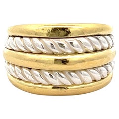 David Yurman Sterling Silver 18 Karat Yellow Gold Braided Band Ring