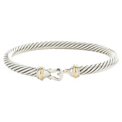 David Yurman Sterling Silver & 18 Karat Yellow Gold Cable Hook Bracelet