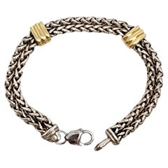 David Yurman, bracelet station blé à double brin en argent sterling 18 carats n° 14541