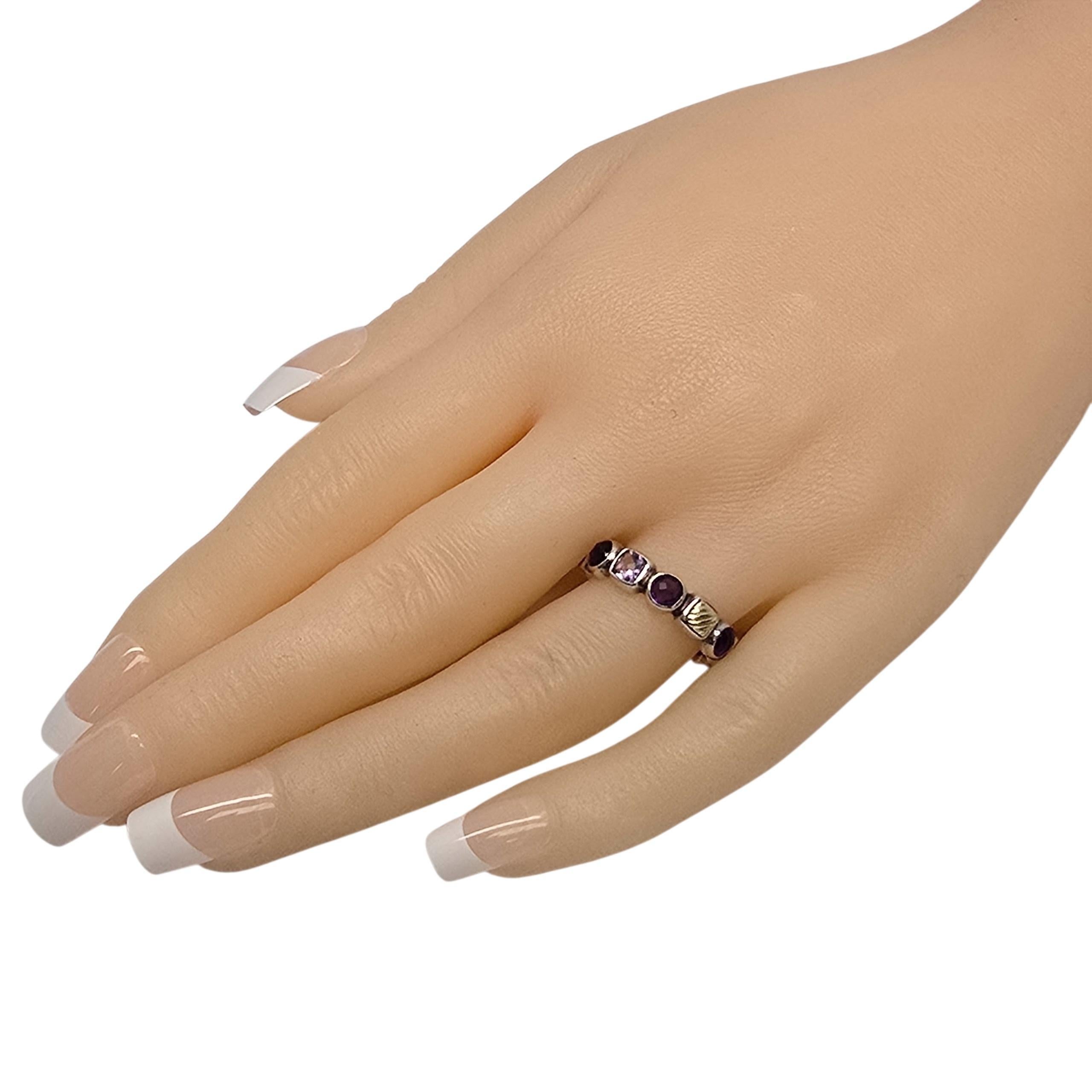 David Yurman Sterling Silver 18K Gold Amethyst Chiclet Band Ring Size 7 #24095 in vendita 5
