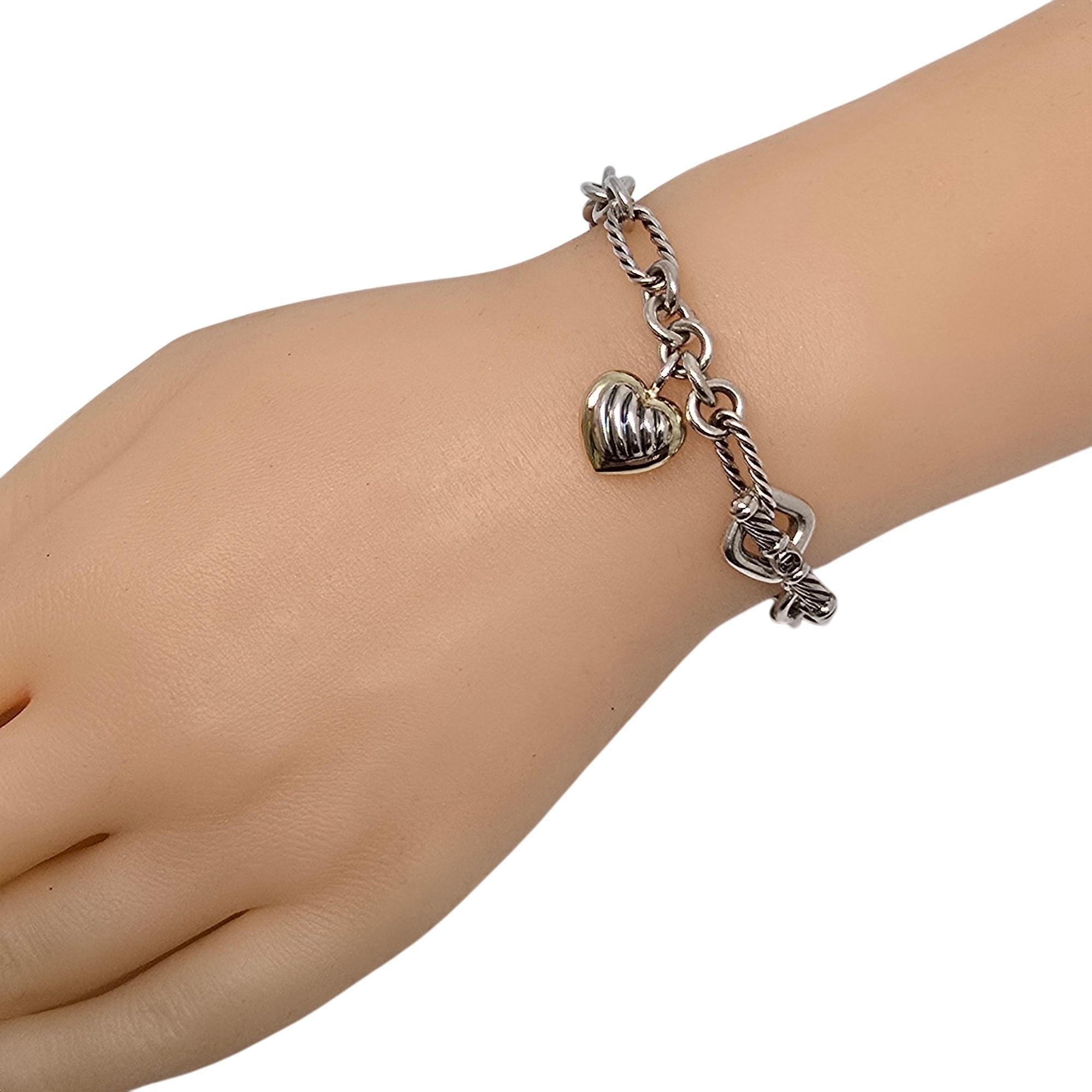 David Yurman Sterling Silver 18K Gold Cable Heart Charm Toggle Bracelet #19855 6