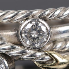 David Yurman Sterling Silver 18k Gold Diamond Crossover Band Ring