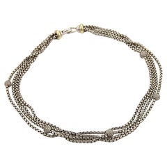 David Yurman Sterling Silver & 18k Gold Diamond Multi-Strand Box Chain Necklace