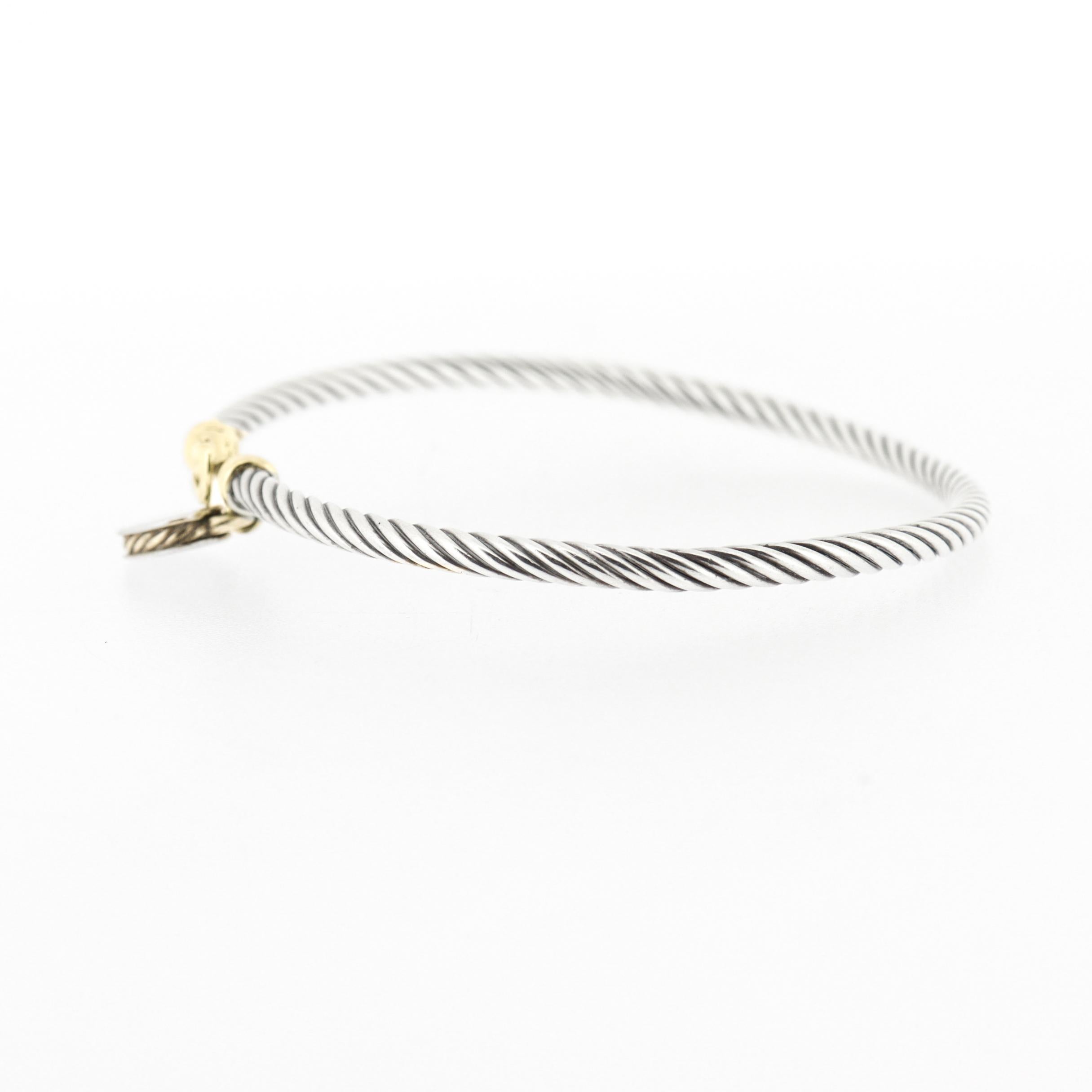 David Yurman Sterling Silver & 18K Gold Heart Locket Bracelet, 3mm For Sale 1