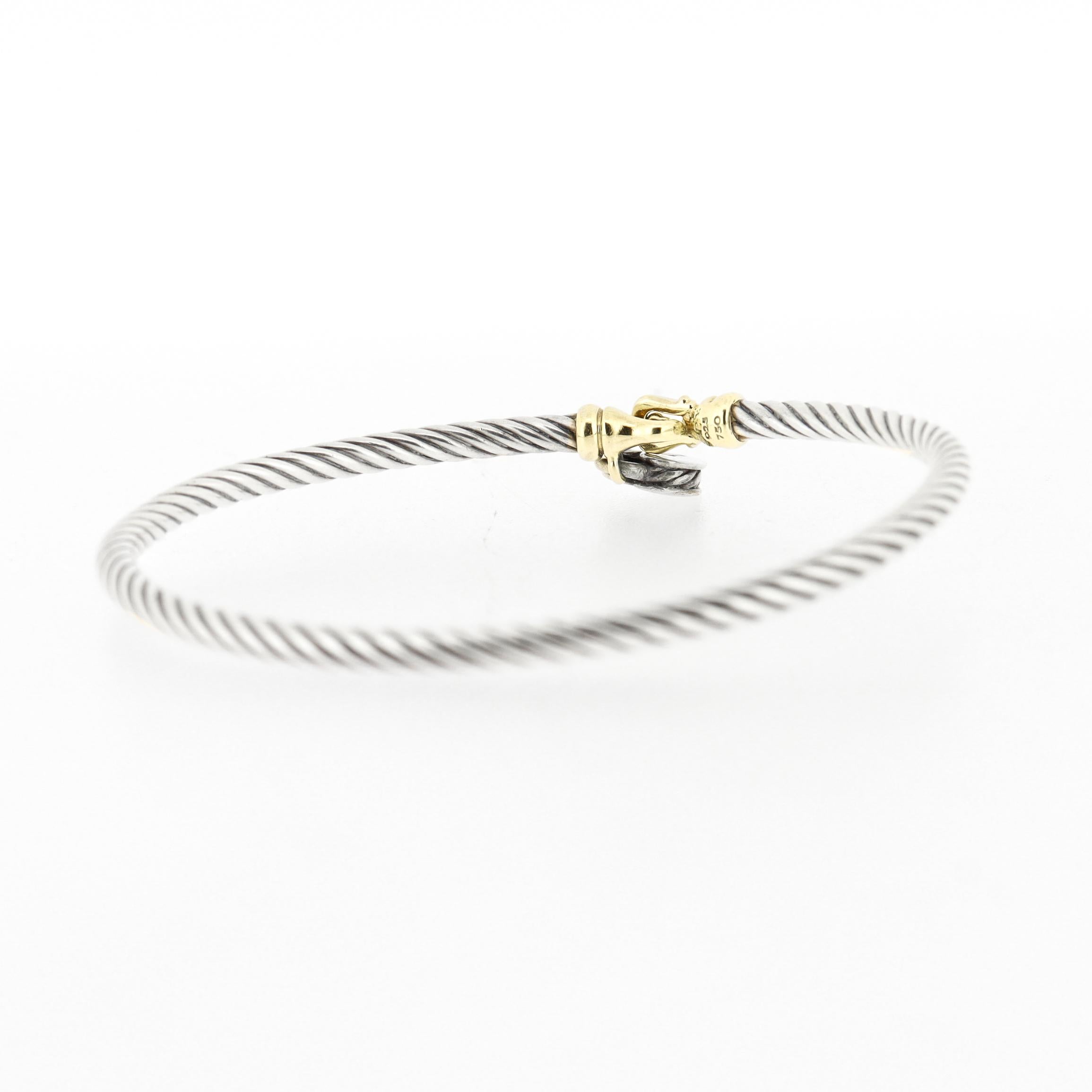 David Yurman Sterling Silver & 18K Gold Heart Locket Bracelet, 3mm For Sale 2