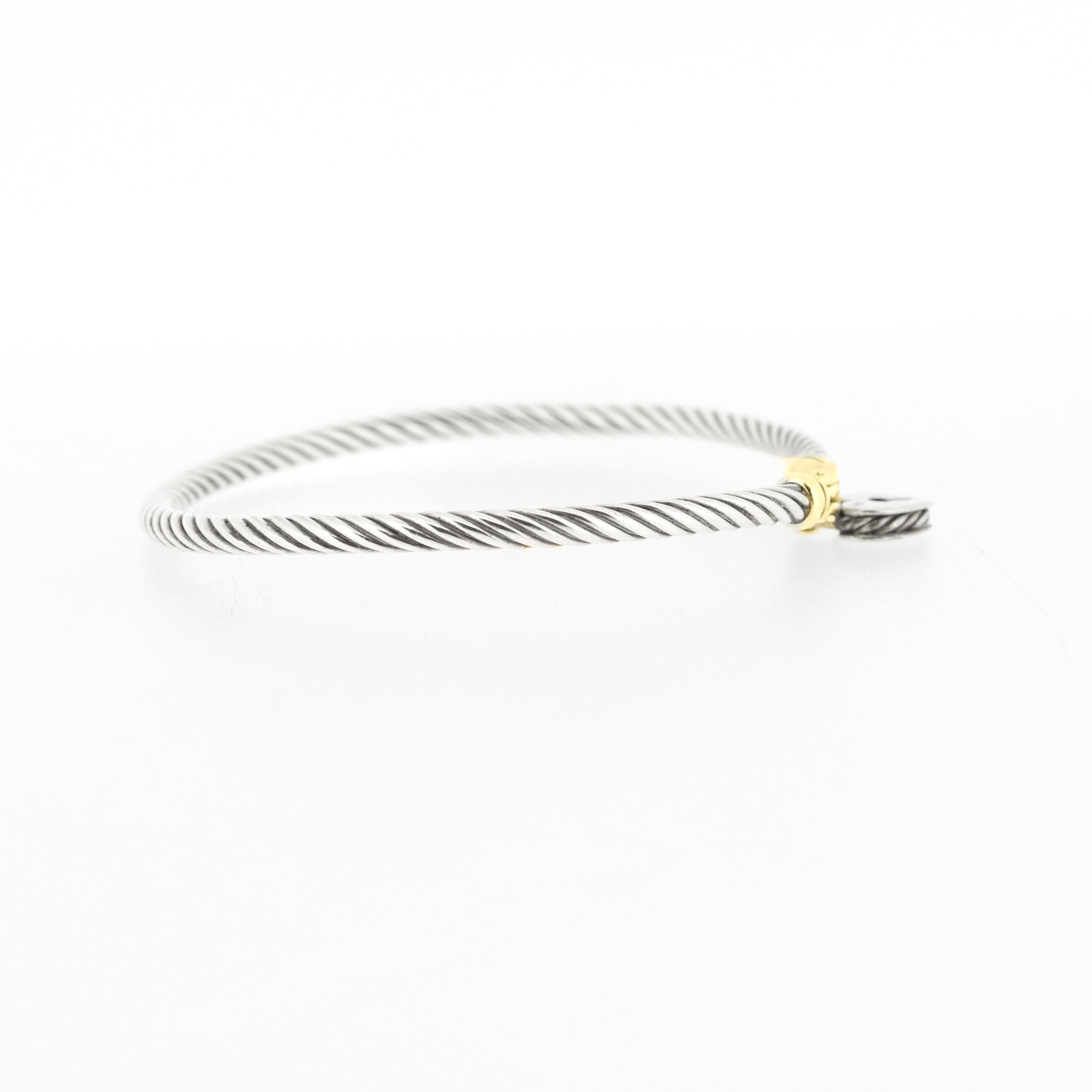 David Yurman Sterling Silver & 18K Gold Heart Locket Bracelet, 3mm For Sale 4