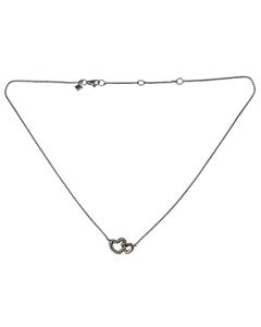 David Yurman Sterling Silver/18K Goldes Interlocking Heart Necklace w/Box #24811 (collier de cœurs entrelacés en argent et en or)