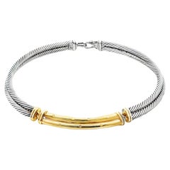Collier ras-du-cou « Metro Diamond » en argent sterling et or 18 carats de David Yurman, 15"
