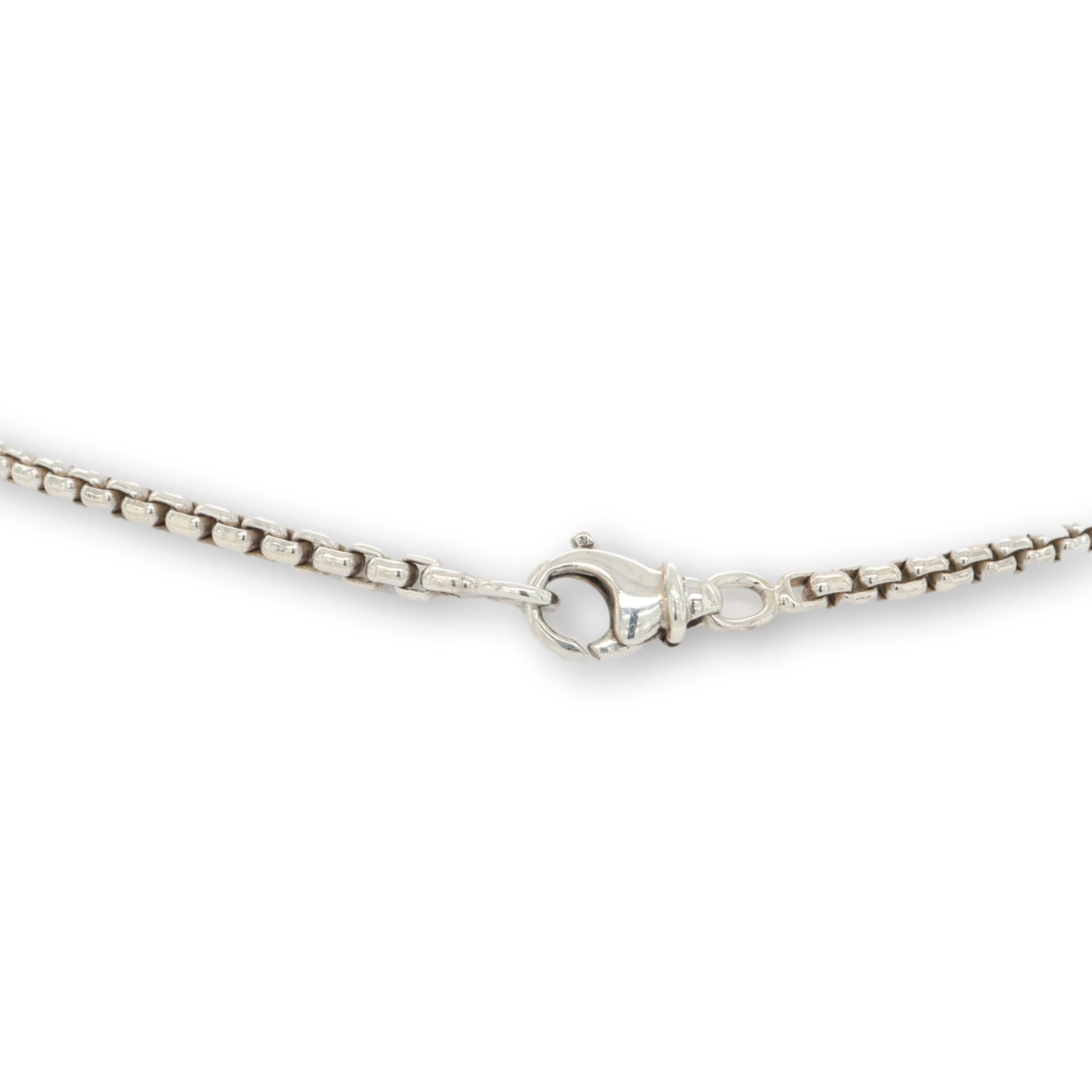 David Yurman Sterling Silber 18K Gold Pave Diamant Kabel-Halskette mit Cookie-Anhänger (Rundschliff)