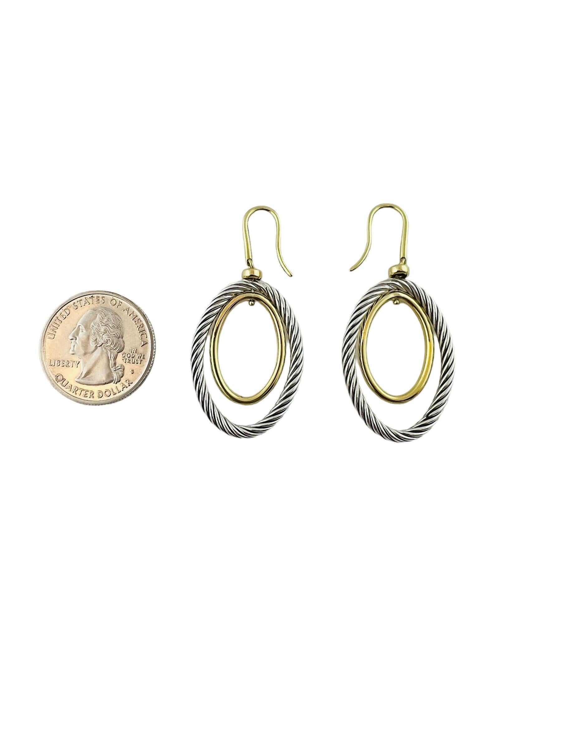Women's David Yurman Sterling Silver 18K Gold Plated Double Oval Dangle Earrings #15430