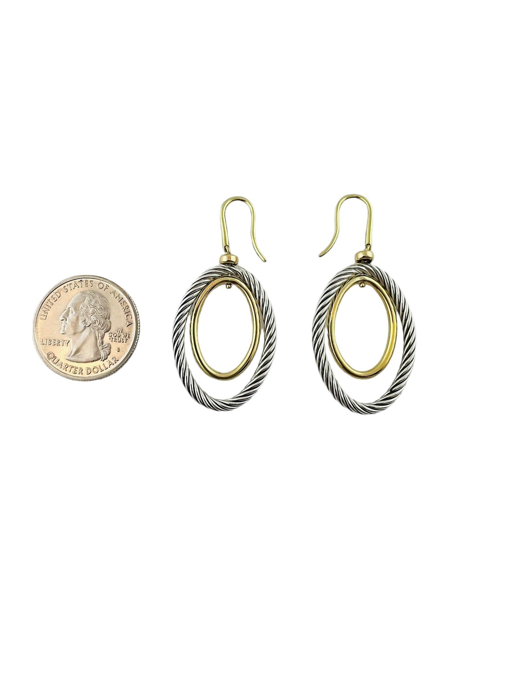 David Yurman Sterling Silver 18K Gold Plated Double Oval Dangle Earrings #15430 1