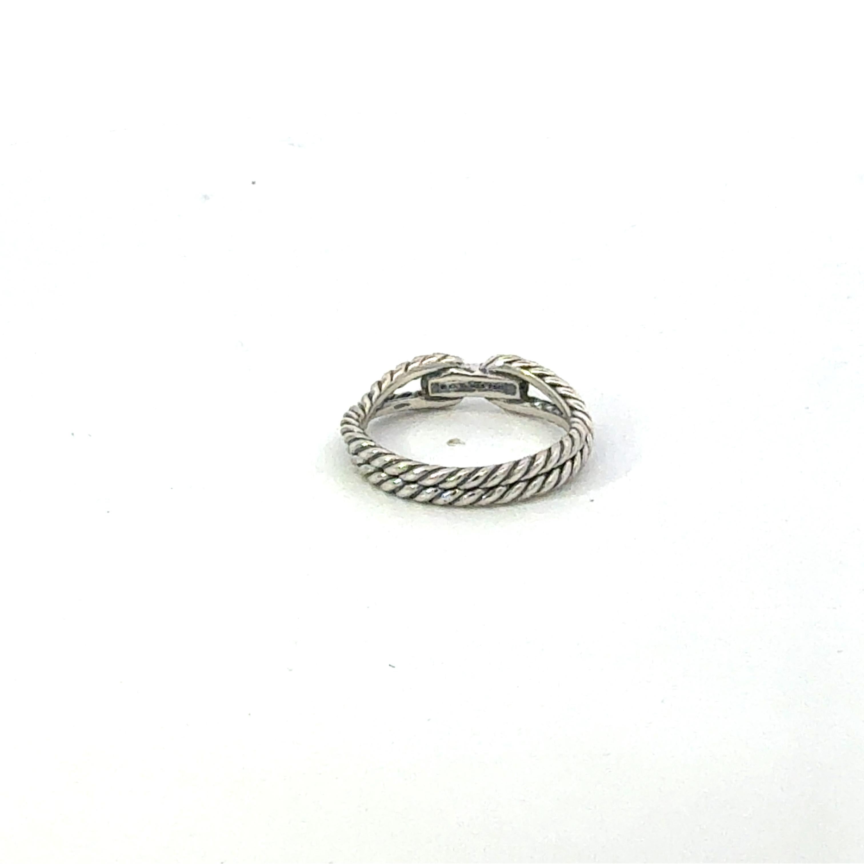 David Yurman Sterling Silver 18k Gold Ring Size 7 Estate In condizioni buone in vendita a Brooklyn, NY