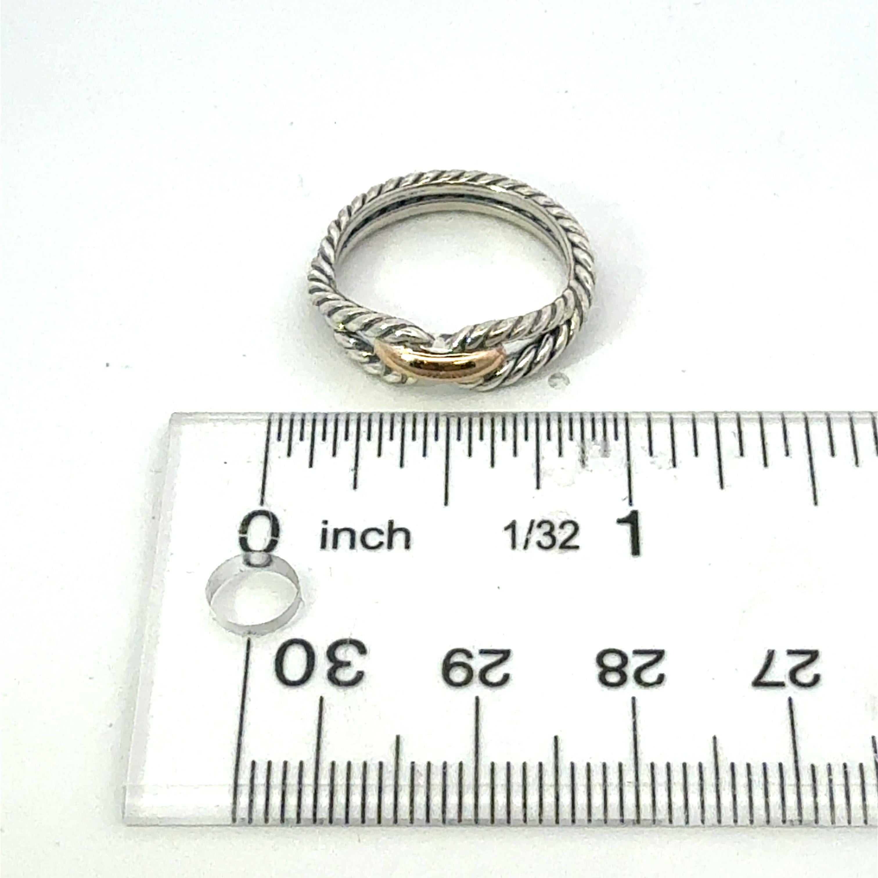 David Yurman Sterling Silver 18k Gold Ring Size 7 Estate in vendita 1