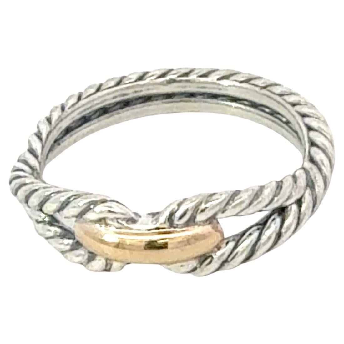 David Yurman Sterling Silver 18k Gold Ring Size 7 Estate