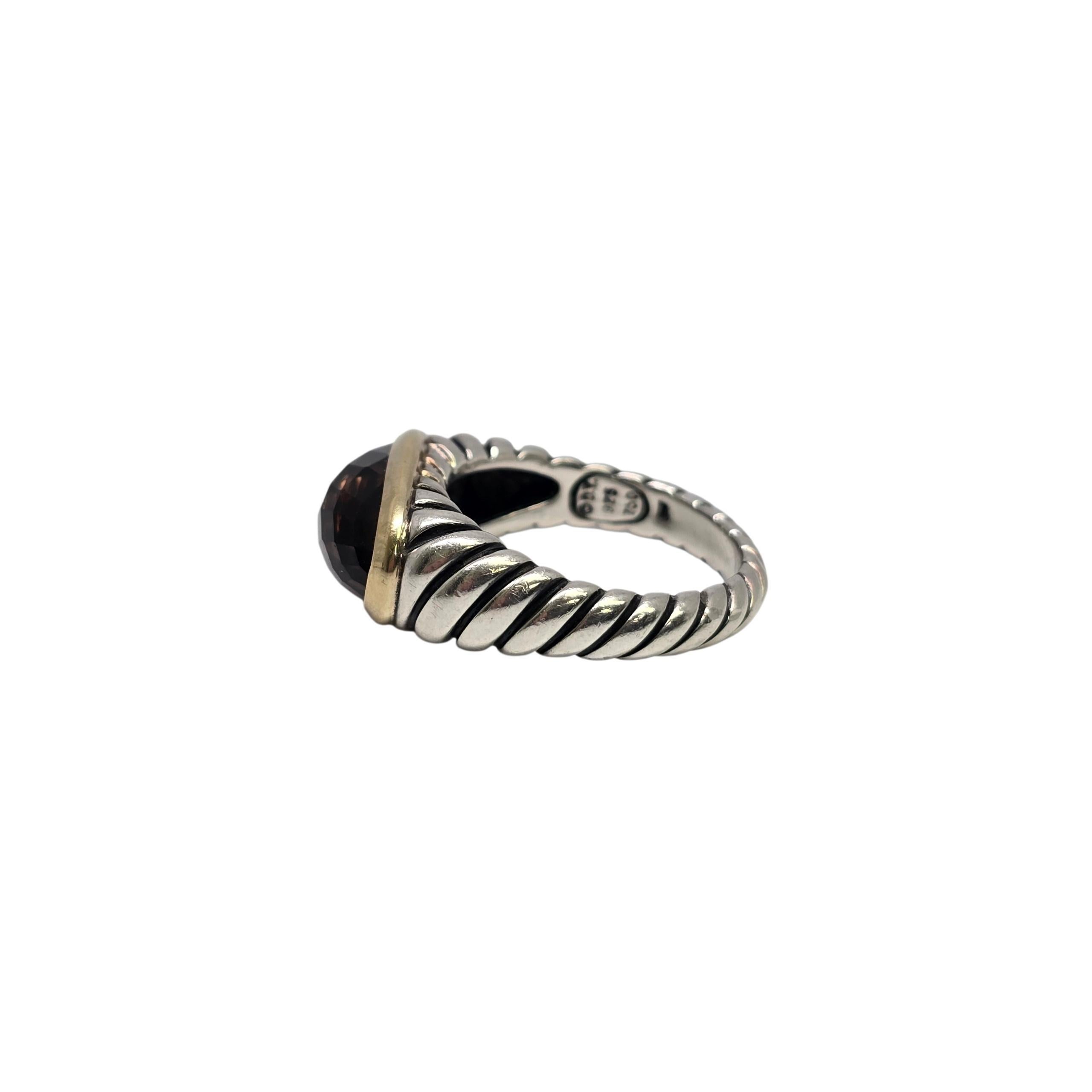David Yurman Anillo Noblesse de cuarzo ahumado de plata de ley y oro de 18 quilates Talla 7 nº 24094 Corte oval en venta