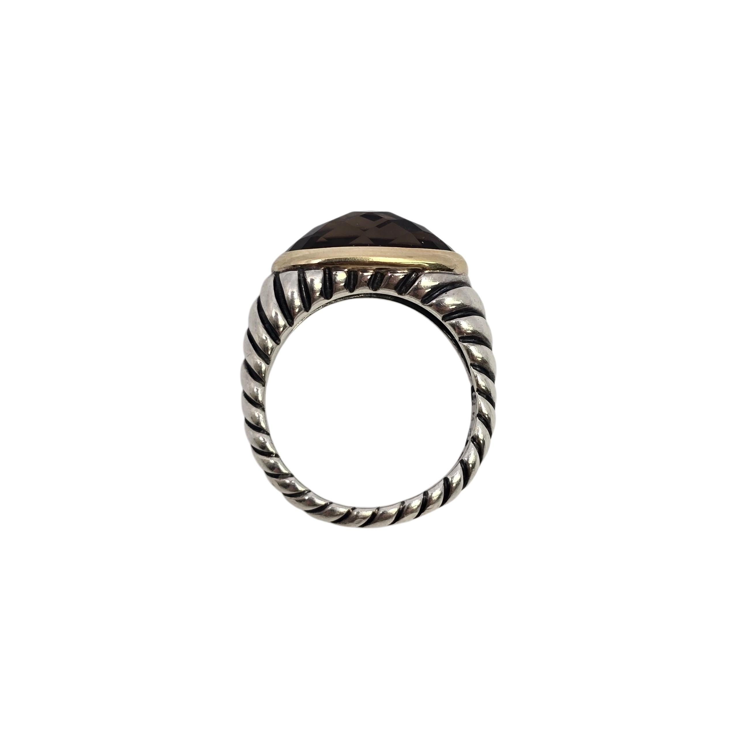 David Yurman Anillo Noblesse de cuarzo ahumado de plata de ley y oro de 18 quilates Talla 7 nº 24094 en venta 1
