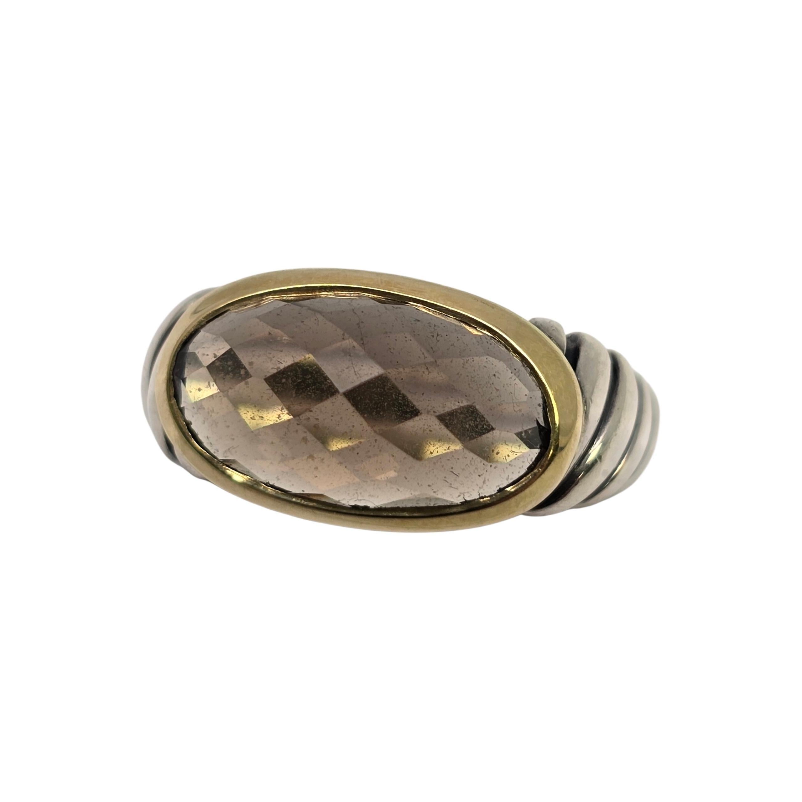 David Yurman Anillo Noblesse de cuarzo ahumado de plata de ley y oro de 18 quilates Talla 7 nº 24094 en venta 2