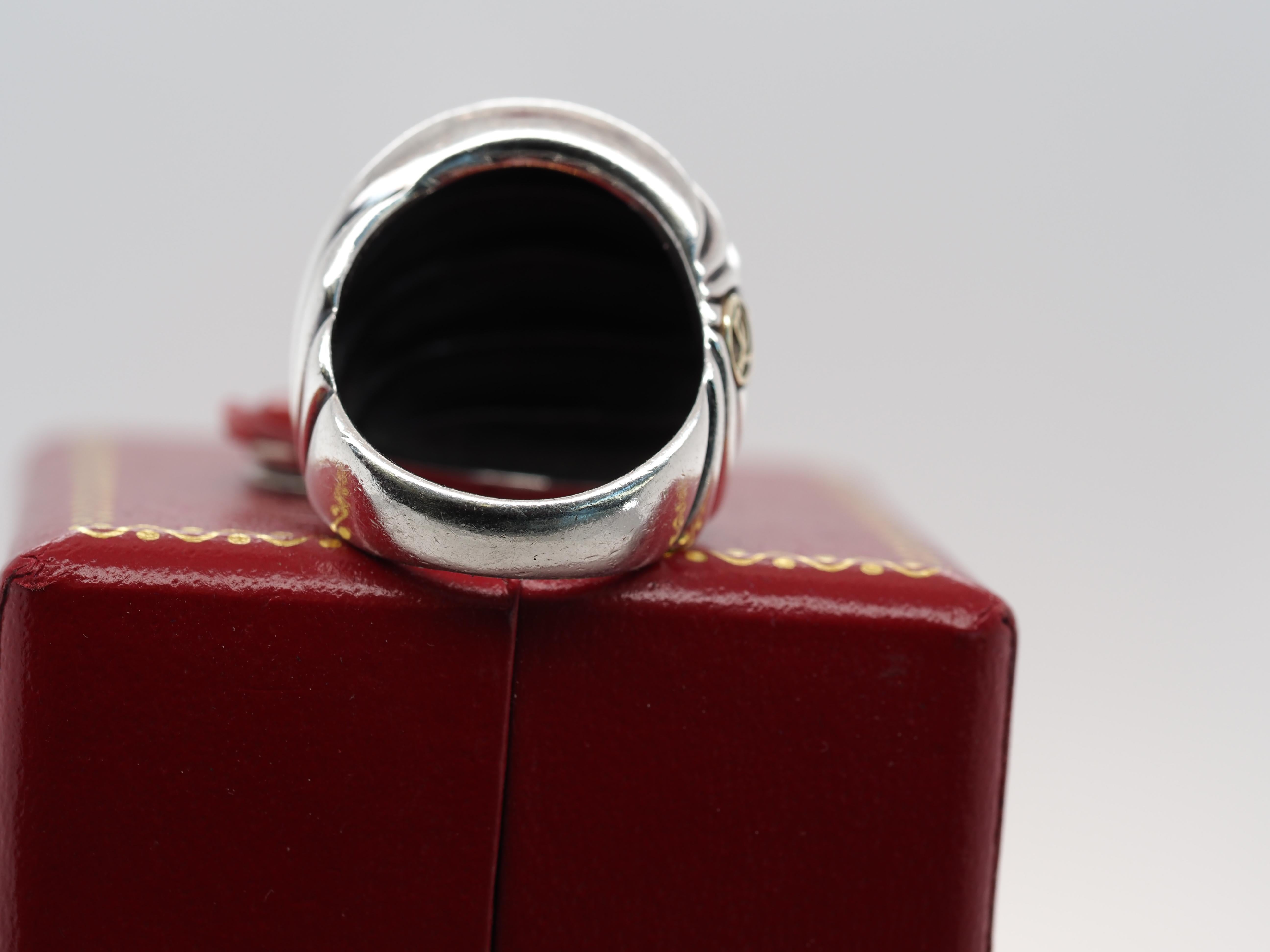 Contemporary David Yurman Sterling Silver & 18k Gold Swirl Ring For Sale
