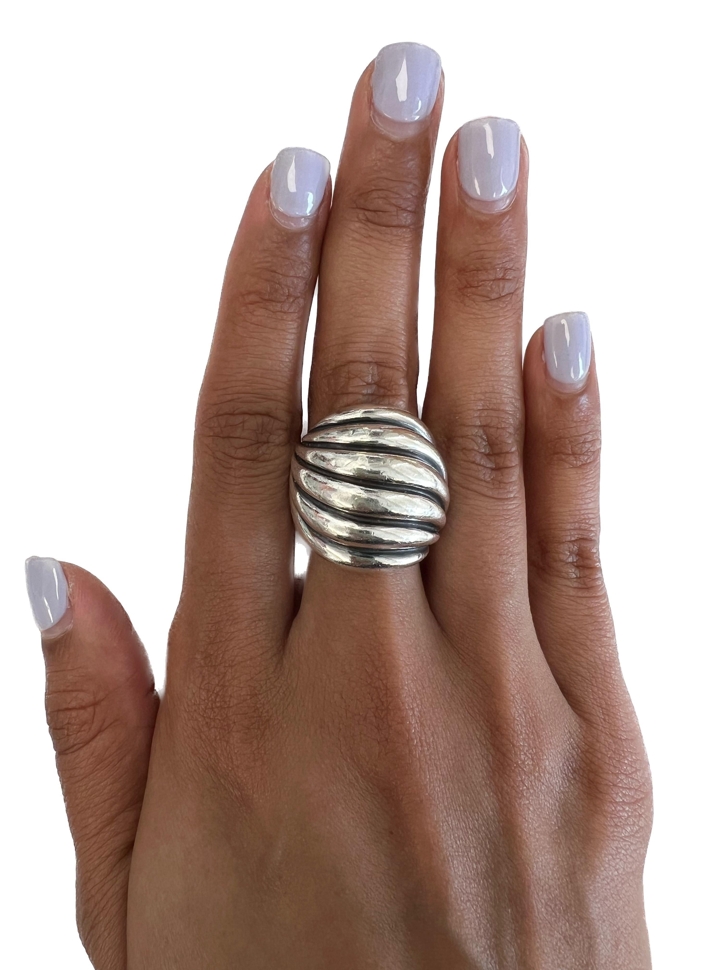 David Yurman Sterling Silver & 18k Gold Swirl Ring For Sale 1