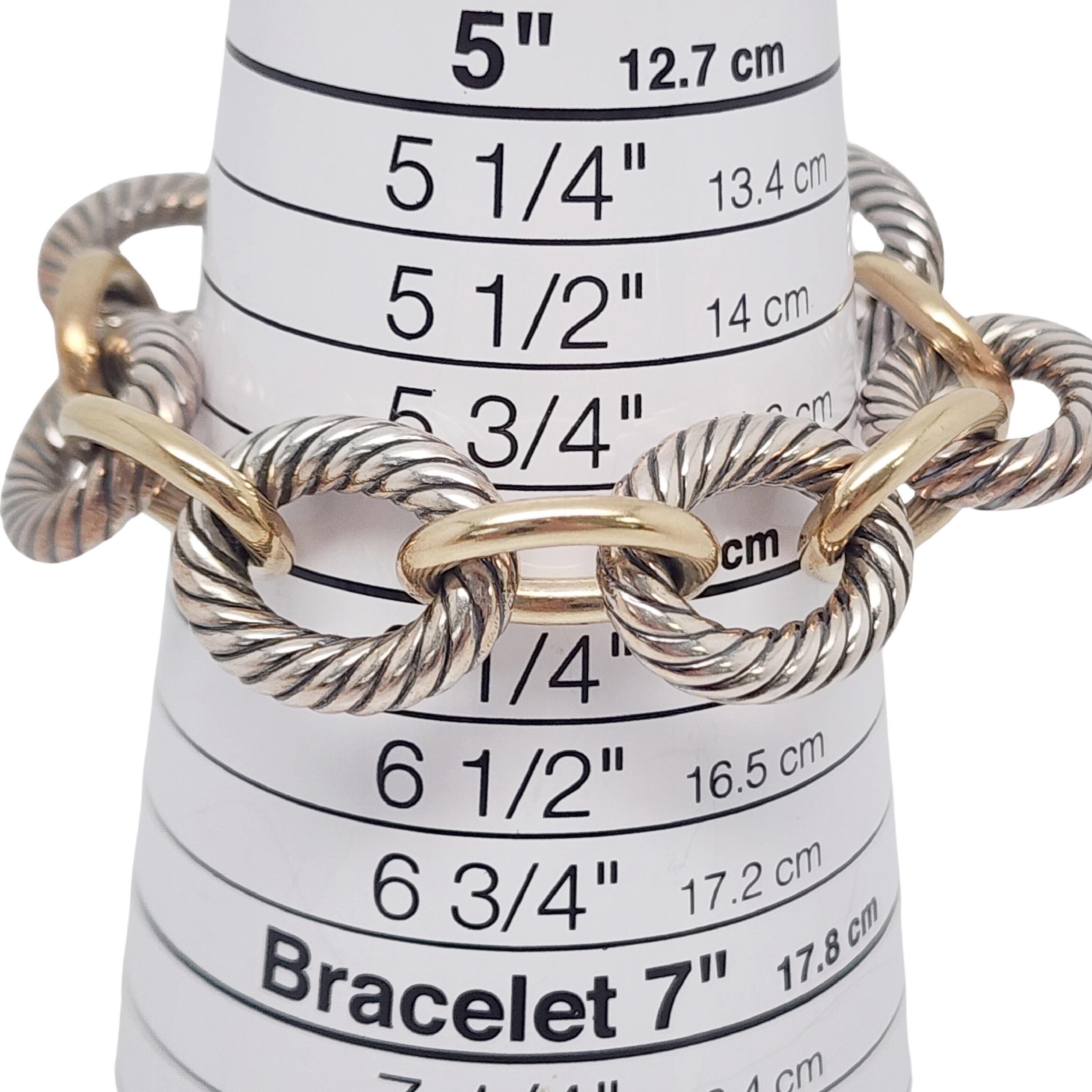 David Yurman Sterling Silver 18K Plated Oval Link 18mm Bracelet #16058 For Sale 4