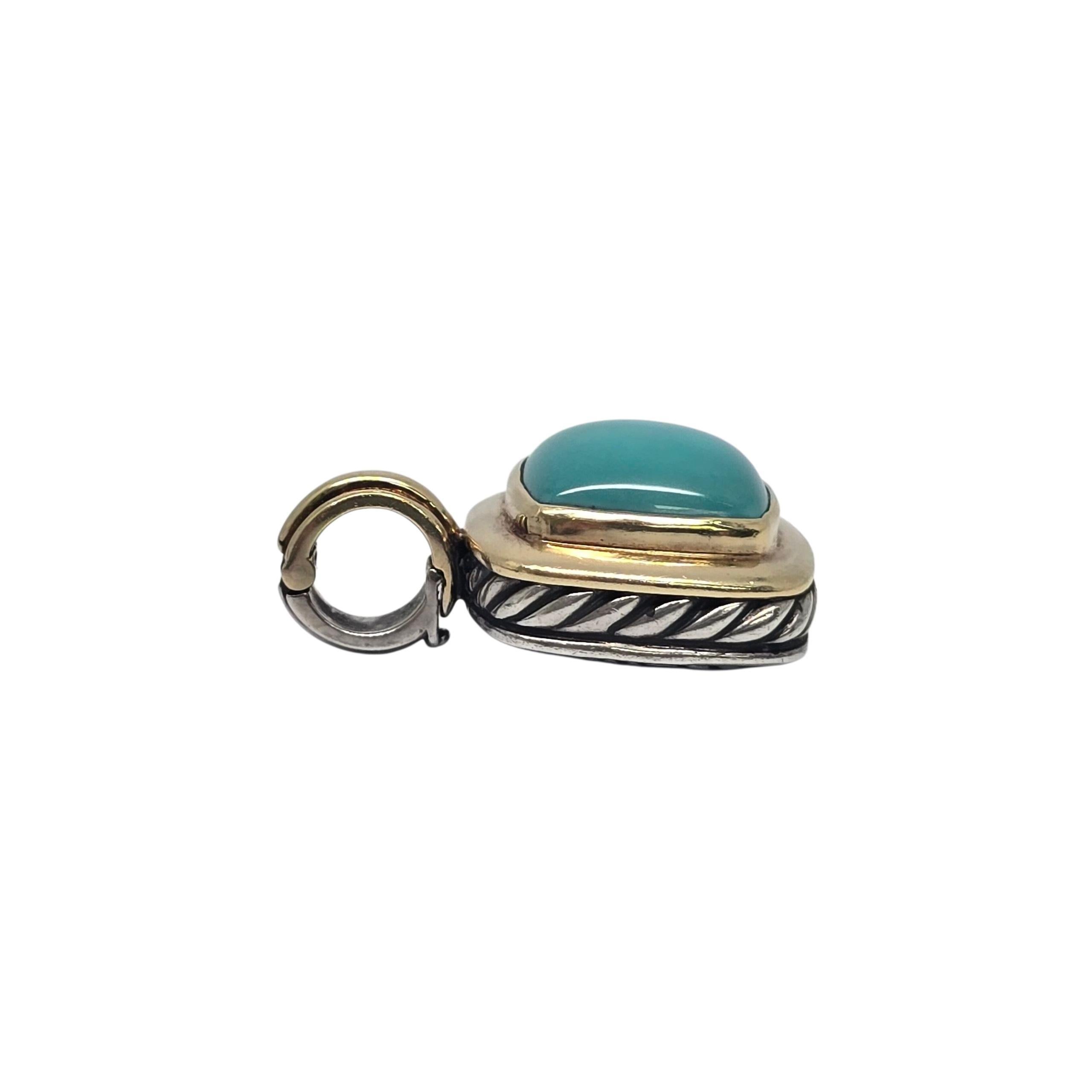 David Yurman Ciondolo Albion in argento sterling 18 carati con turchese #22232 In condizioni buone in vendita a Washington Depot, CT