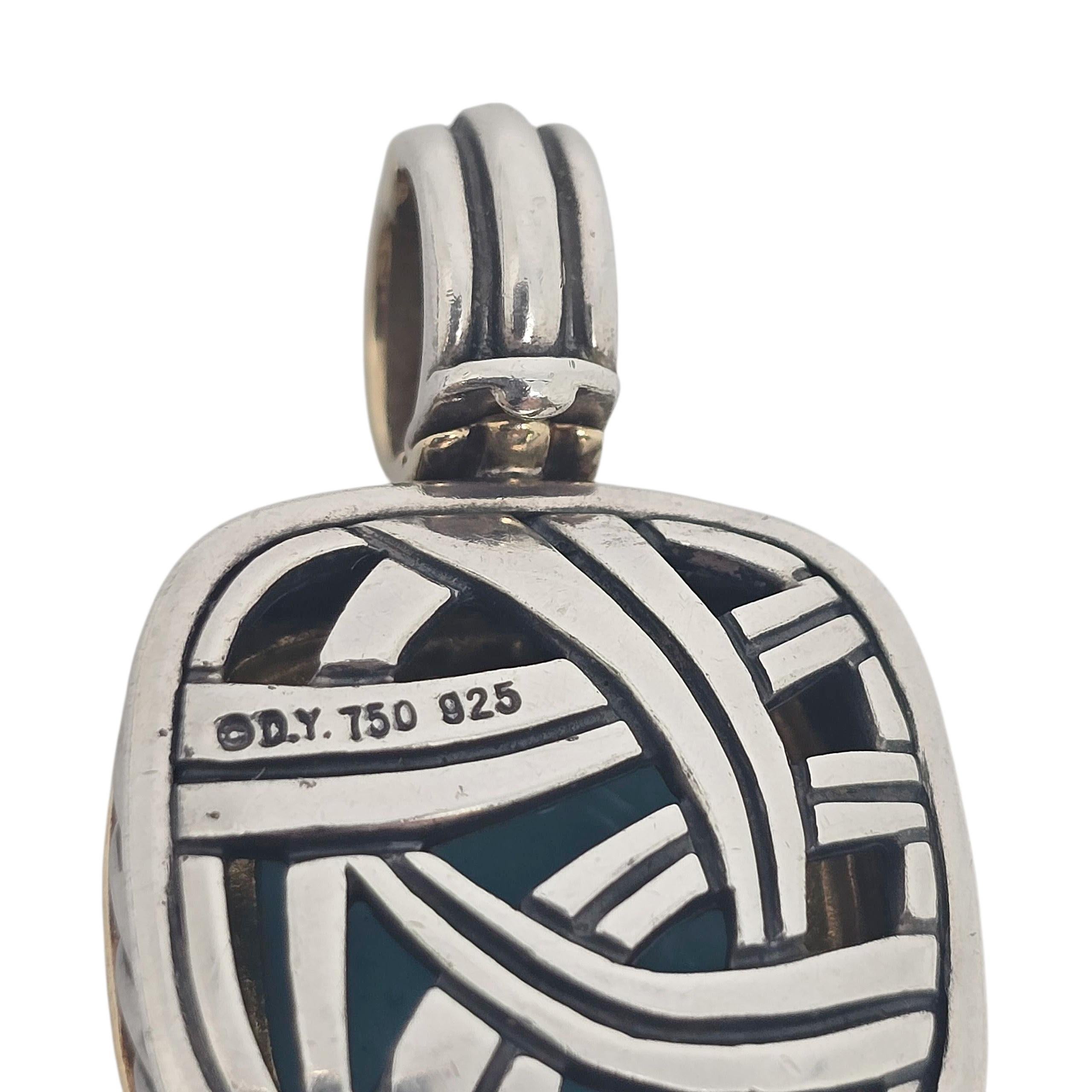 David Yurman Ciondolo Albion in argento sterling 18 carati con turchese #22232 in vendita 2